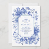 Blue White Chinoiserie Flower Garden Baby shower Kaart (Voorkant)