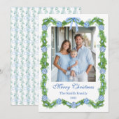 Blue & White Chinoiserie Garland Grandmillenial Feestdagenkaart (Voorkant / Achterkant)