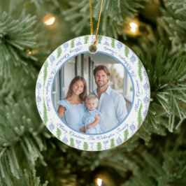 Blue & White Chinoiserie Garland Grandmillennial Keramisch Ornament