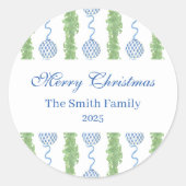 Blue & White Chinoiserie Garland Grandmillennial Ronde Sticker (Voorkant)