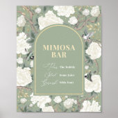 Blue White Chinoiserie Mimosa Bar Wedding Sign Poster (Voorkant)