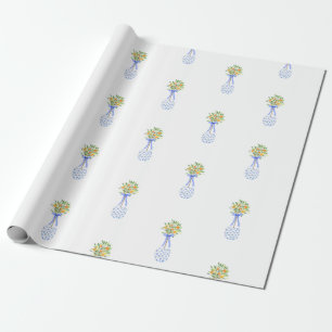 Blue White Chinoiserie Oranje Topiary Cadeaupapier