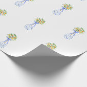 Blue White Chinoiserie Oranje Topiary Cadeaupapier (Hoek)