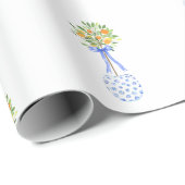 Blue White Chinoiserie Oranje Topiary Cadeaupapier (Rol Hoek)