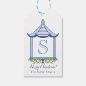 Blue & White Chinoiserie Pagoda Gift Label Cadeaulabel (Voorkant)