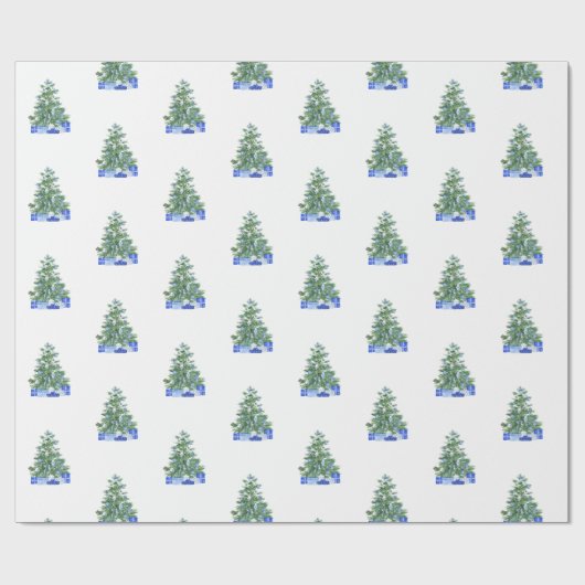 Blue White Chinoiserie Pottery Kerstmis - Gift Cadeaupapier (Vlak)