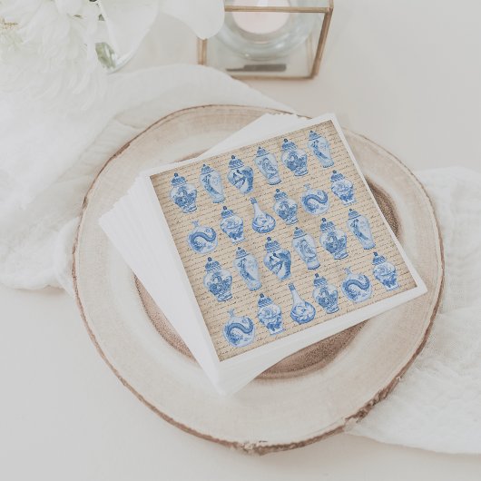  Blue White Chinoiserie Temple Ginger Jars Servet