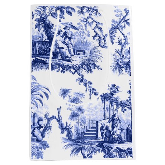Blue White Chinoiserie Toile Medium Cadeauzakje (Voorkant)