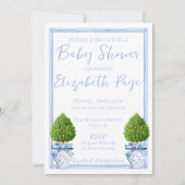 Blue & White Chinoiserie Topiary Baby shower Kaart (Voorkant)
