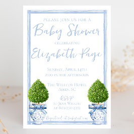 Blue & White Chinoiserie Topiary Baby shower Kaart