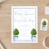 Blue & White Chinoiserie Topiary Baby shower Kaart