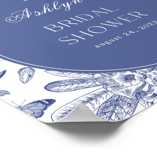 Blue White Chinoiserie Vrijgezellenfeest Welkomstb Poster (Hoek)