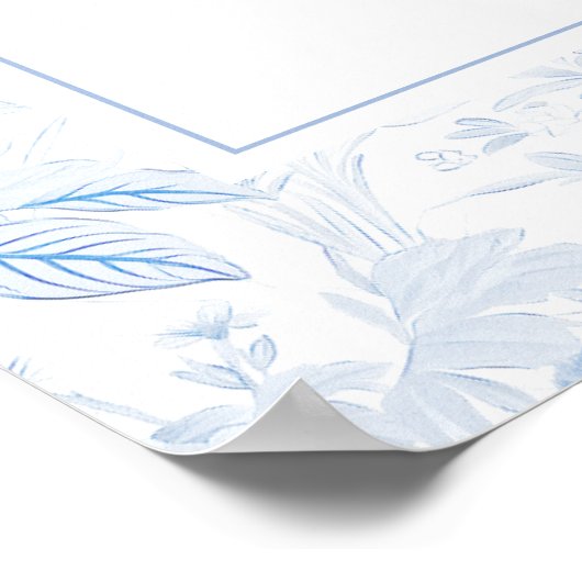 Blue White Chinoiserie Wedding Welcome Sign Poster (Hoek)