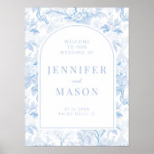 Blue White Chinoiserie Wedding Welcome Sign Poster (Voorkant)