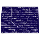 Blue & White Christmas Gift Bag | Santa's Reindeer Groot Cadeauzakje (Voorkant)