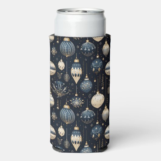 BLUE & WHITE CHRISTMAS HOLIDAY ORNAMENTS SELTZER BLIKJESKOELER (Seltzer Achterkant)