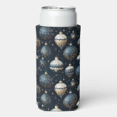 BLUE & WHITE CHRISTMAS HOLIDAY ORNAMENTS SELTZER BLIKJESKOELER (Seltzer Achterkant)