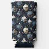 BLUE & WHITE CHRISTMAS HOLIDAY ORNAMENTS SELTZER BLIKJESKOELER (Voorkant)