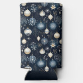 BLUE & WHITE CHRISTMAS HOLIDAY ORNAMENTS SELTZER BLIKJESKOELER (Achterkant)