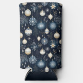 BLUE & WHITE CHRISTMAS HOLIDAY ORNAMENTS SELTZER BLIKJESKOELER (Voorkant)