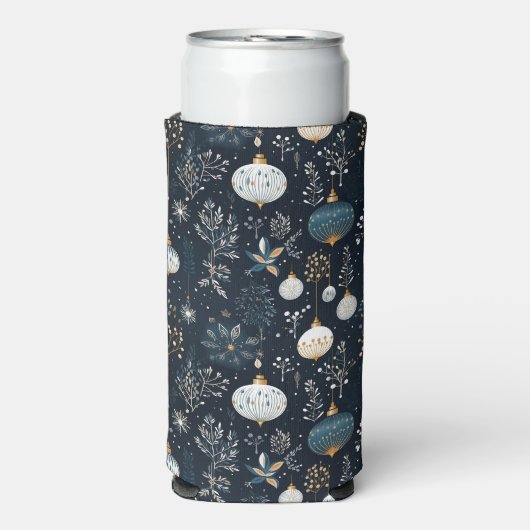 BLUE & WHITE CHRISTMAS HOLIDAY ORNAMENTS SELTZER BLIKJESKOELER (Seltzer Voorkant)