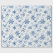 Blue White Christmas Pine Trees Snowflakes Cadeaupapier (Vlak)