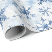 Blue White Christmas Pine Trees Snowflakes Cadeaupapier (Rol Hoek)