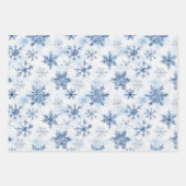 Blue White Christmas Pine Trees Snowflakes Inpakpapier Vel (Voorkant 2)