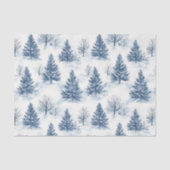 Blue White Christmas Pine Trees Tissuepapier (Voorkant)