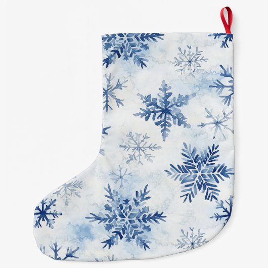 Blue White Christmas Snowflakes Grote Kerstsok (Achterkant)