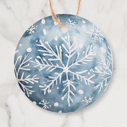 Blue White Christmas Snowflakes Ornament Bedankjes Labels (Achterkant)