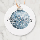 Blue White Christmas Snowflakes Ornament Bedankjes Labels (Voorkant)