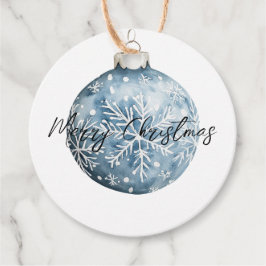 Blue White Christmas Snowflakes Ornament Bedankjes Labels