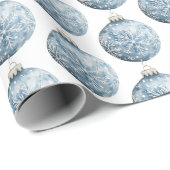Blue White Christmas Snowflakes Ornamenten Cadeaupapier (Rol Hoek)