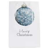 Blue White Christmas Snowflakes Ornamenten Medium Cadeauzakje (Voorkant)