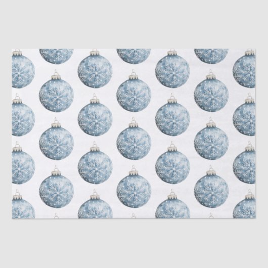 Blue White Christmas Snowflakes Ornamenten Tissuepapier (Voorkant)