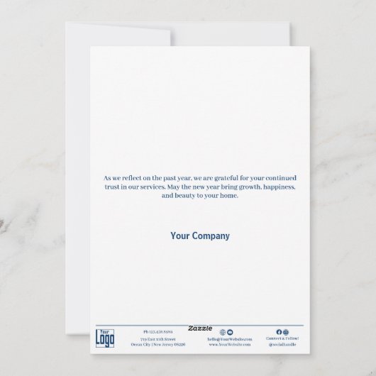 Blue & White Christmas Tree Business Holiday Kaart (Achterkant)