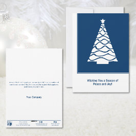 Blue & White Christmas Tree Business Holiday Kaart