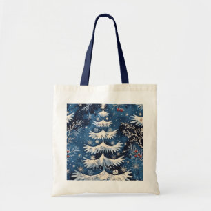 Blue White Christmas Tree Holiday Canvas tas