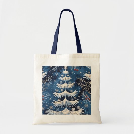 Blue White Christmas Tree Holiday Canvas tas (Voorkant)