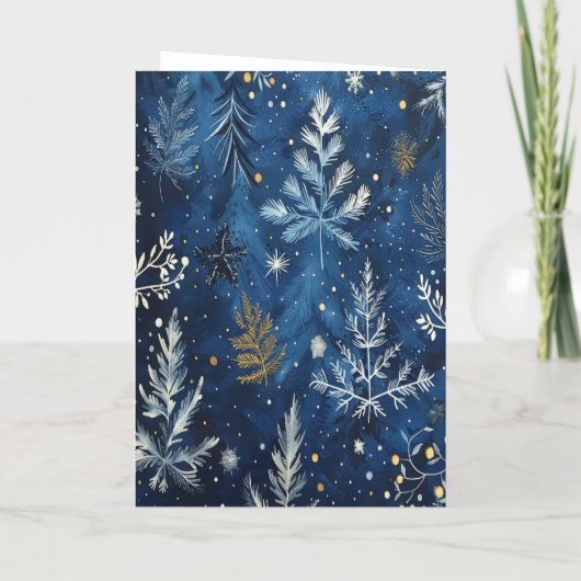 Blue White Christmas Tree Holiday Card Kaart (Achterkant)