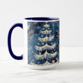 Blue White Christmas Tree Holiday Mok (Links)