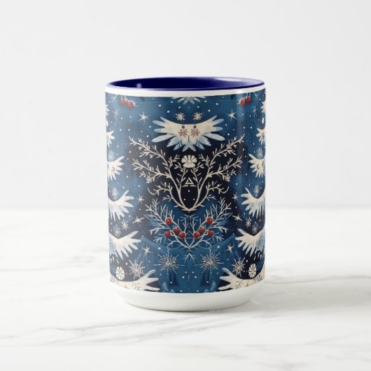 Blue White Christmas Tree Holiday Mok (Midden)