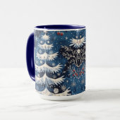 Blue White Christmas Tree Holiday Mok (Voorkant links)