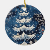 Blue White Christmas Tree Holiday Ornament (Voorkant)