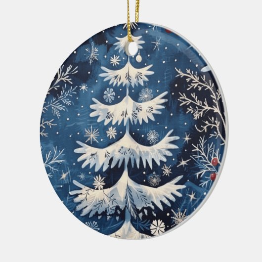 Blue White Christmas Tree Holiday Ornament (Links)