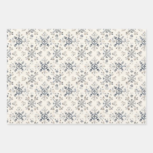 Blue White Christmas Trees Deer Inpakpapier Vel (Voorkant 2)