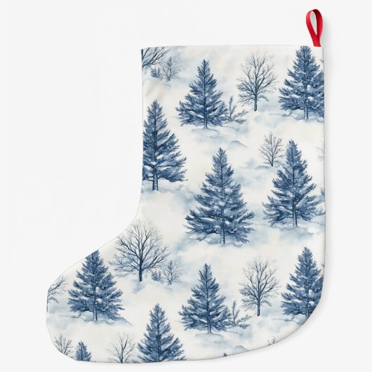 Blue White Christmas Trees Grote Kerstsok (Achterkant)