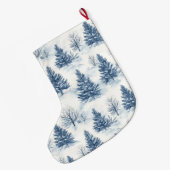 Blue White Christmas Trees Grote Kerstsok (Achterkant (Hangend))