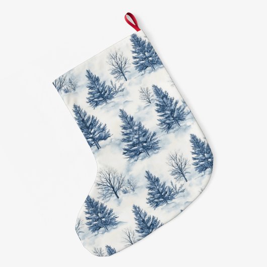 Blue White Christmas Trees Grote Kerstsok (Achterkant (Hangend))